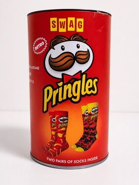 Pringles Swag Gift Set 2 Pairs Men’s Crew Socks Novelty One Size Retro Collectib